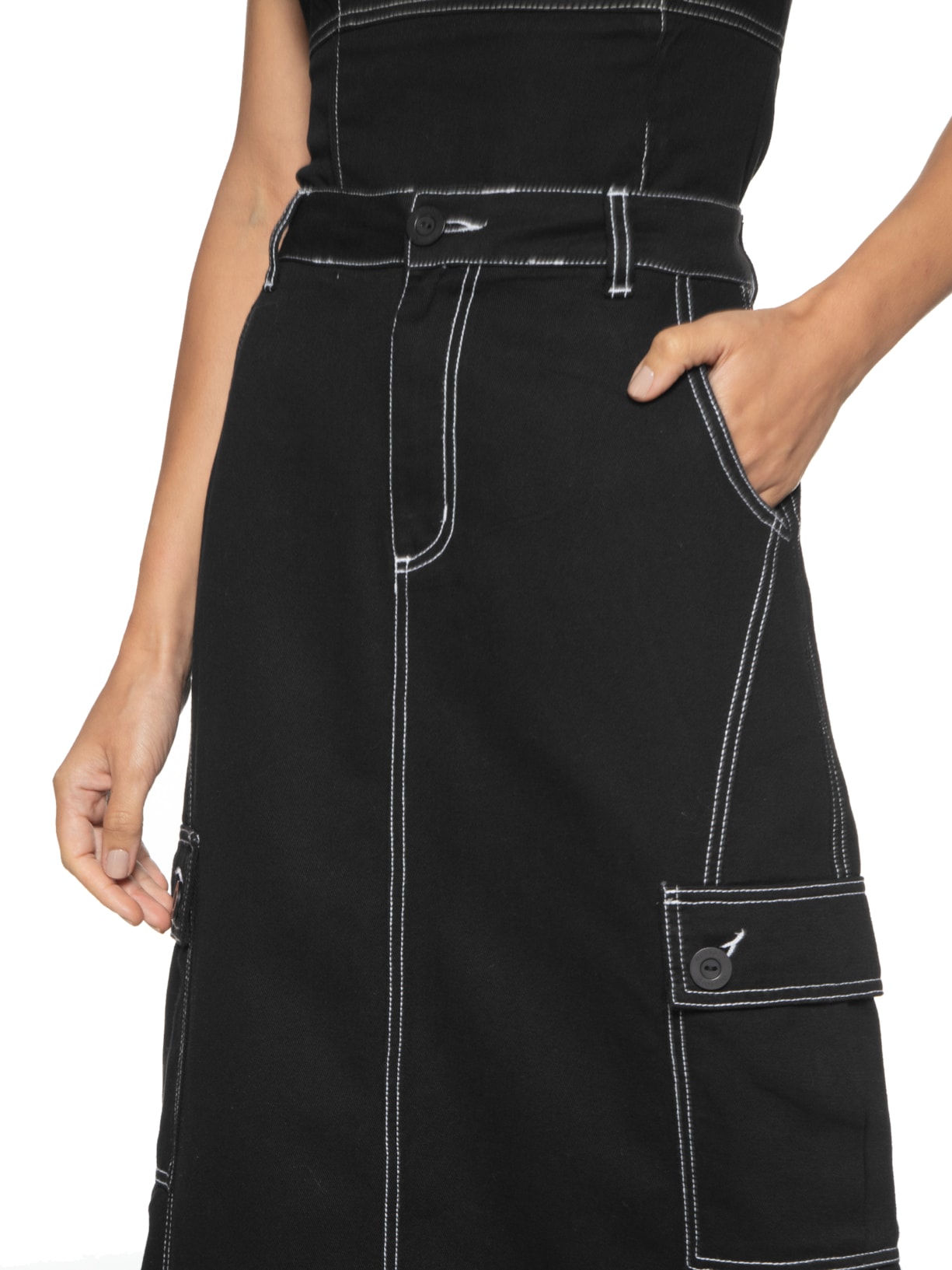 Saia Sarja Pesponto Color Preto Dress To