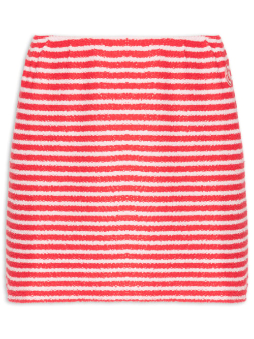 Saia Serif Logo Striped Terry Aline Skirt - Vermelho