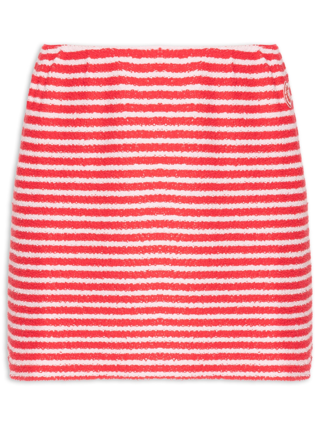 Saia Serif Logo Striped Terry Aline Skirt - Vermelho
