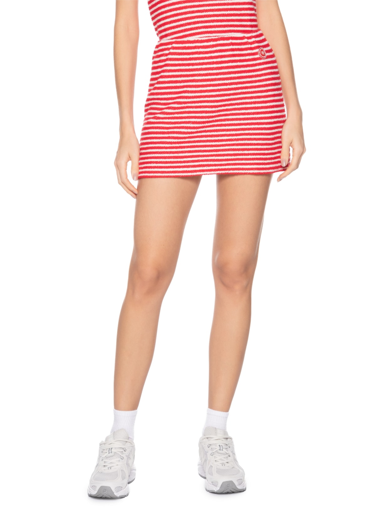 Saia Serif Logo Striped Terry Aline Skirt Vermelho Sporty & Rich