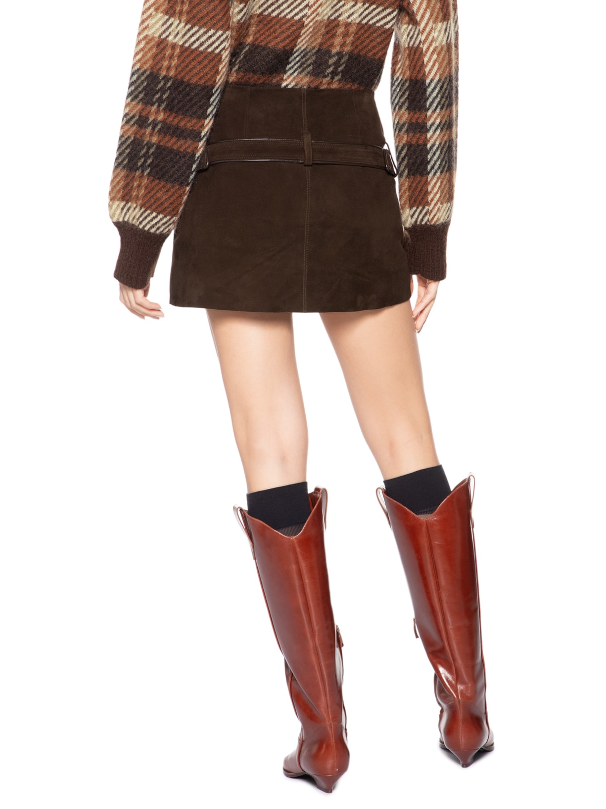 Saia Shorts Couro Cali Marrom Nk