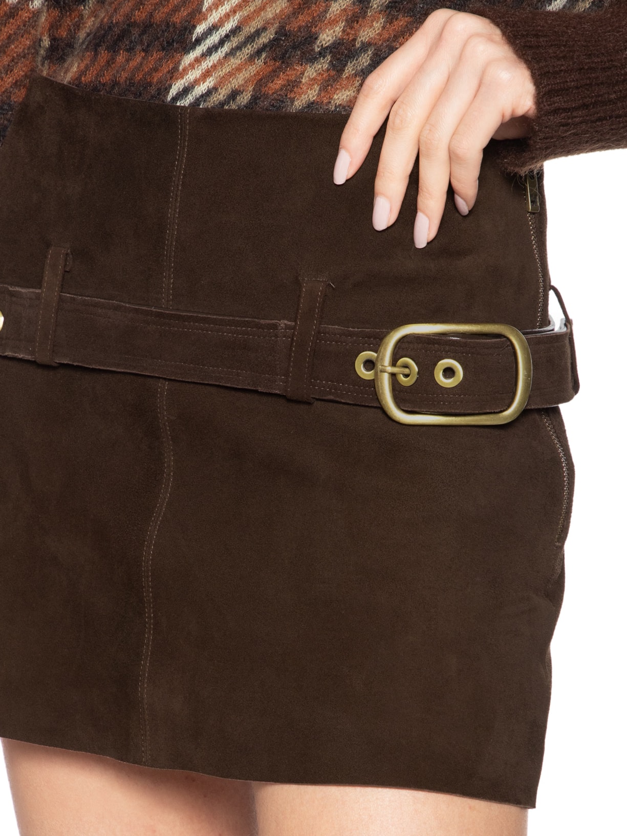 Saia Shorts Couro Cali Marrom Nk