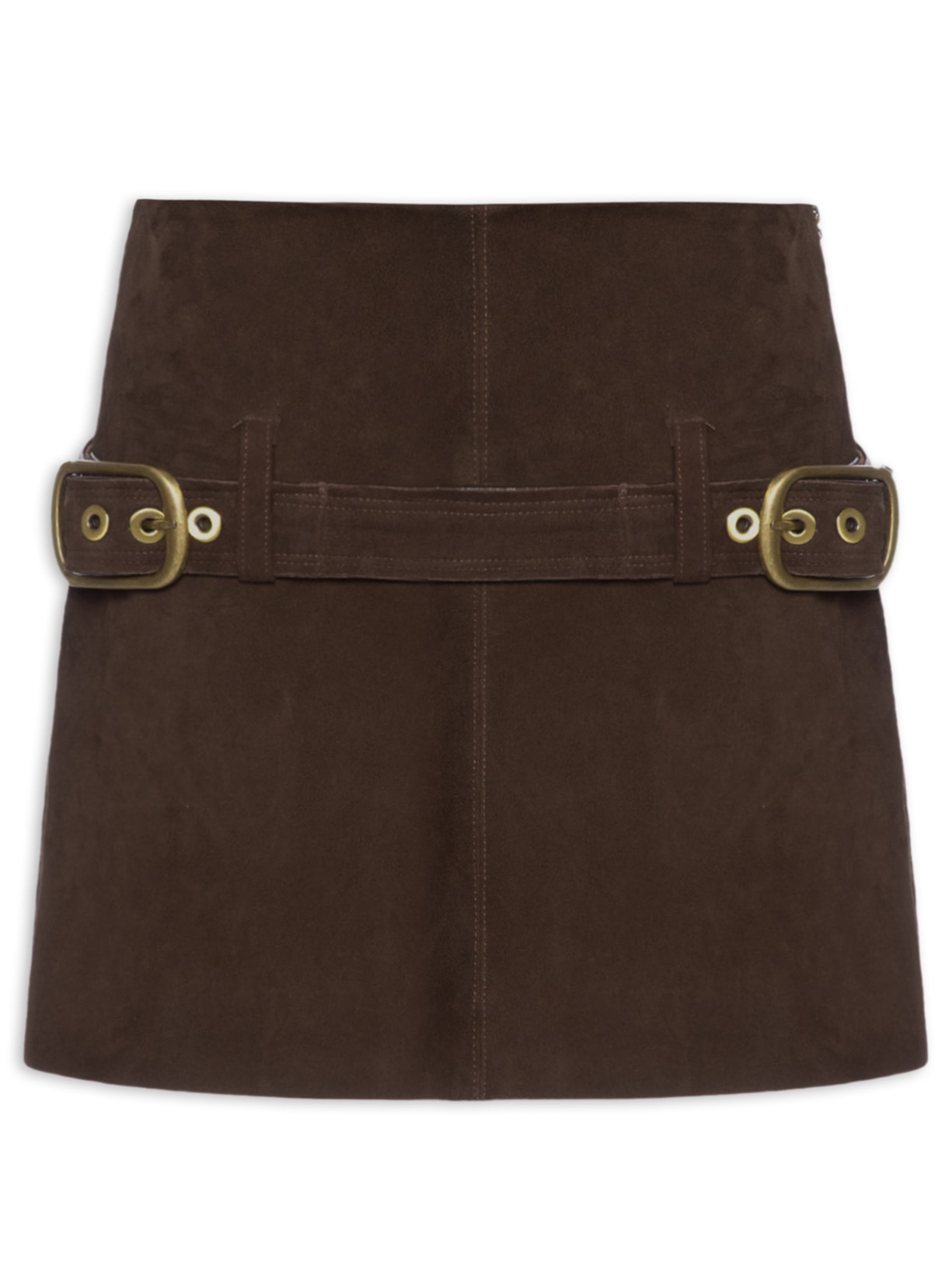 Saia Shorts Couro Cali - Marrom