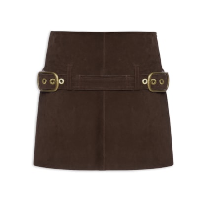 Saia Shorts Couro Cali - Marrom