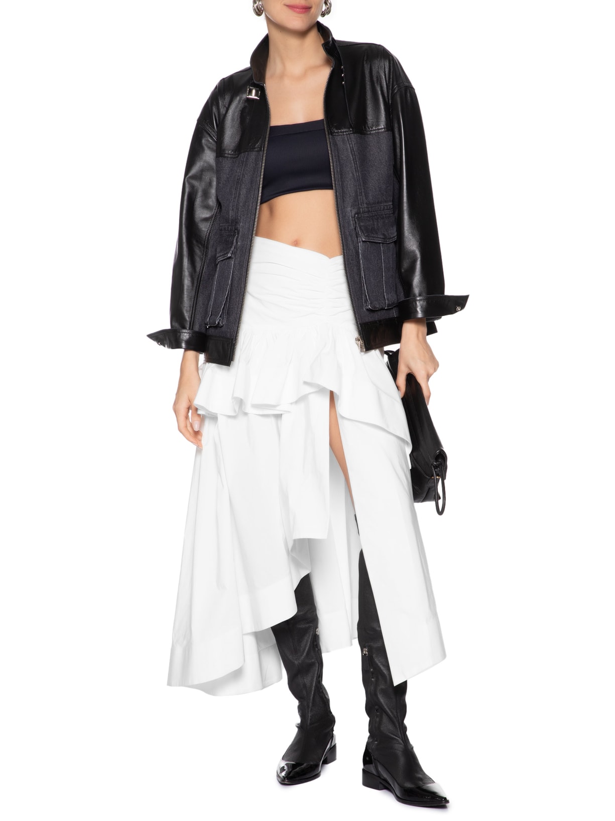 Saia Tafetá Megan Branco Nk