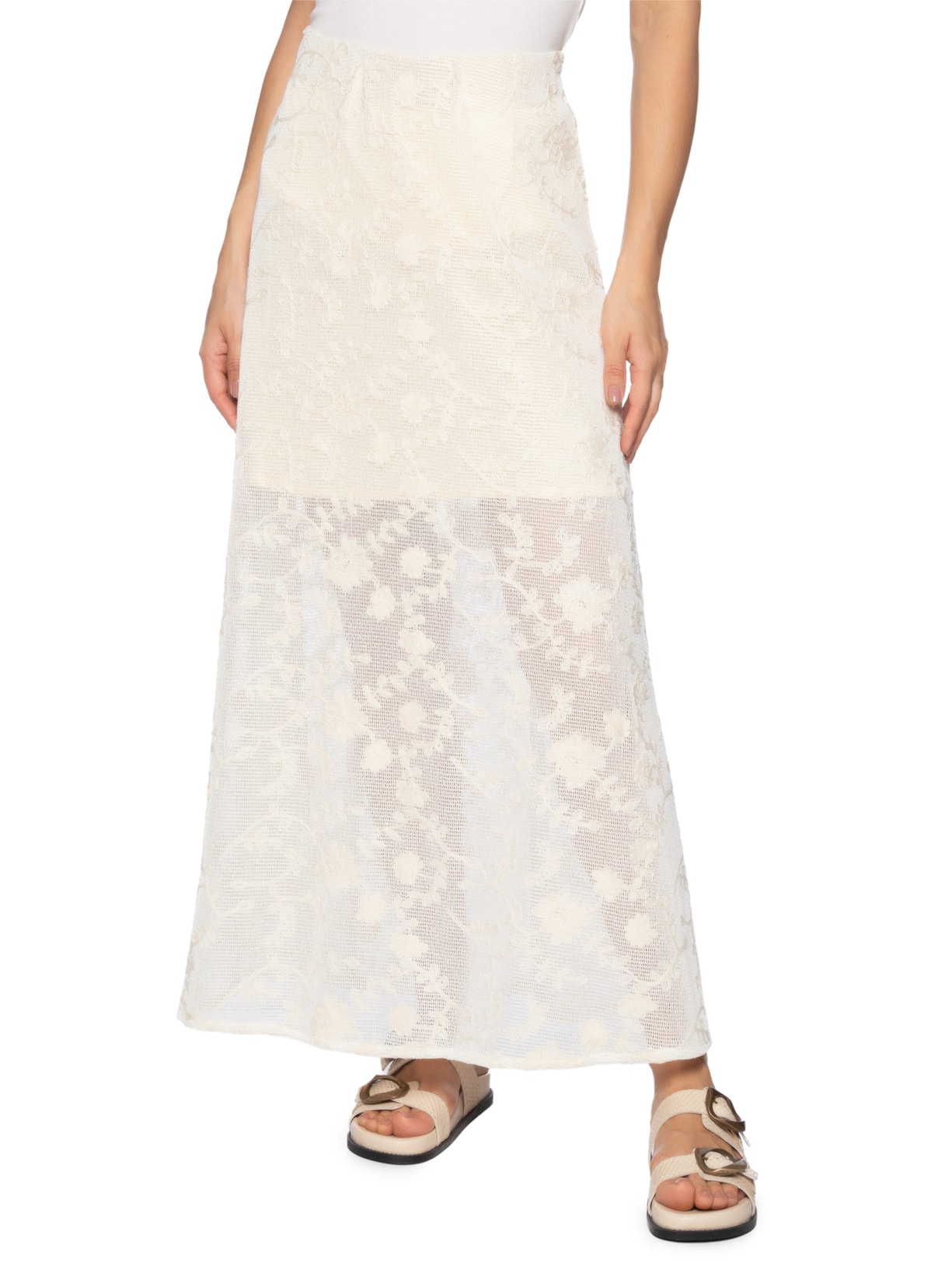 Saia Tela Bordada Off White Dress To