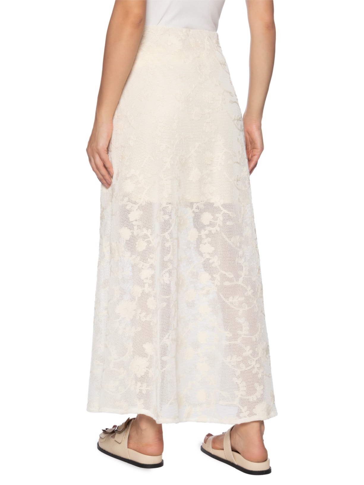 Saia Tela Bordada Off White Dress To