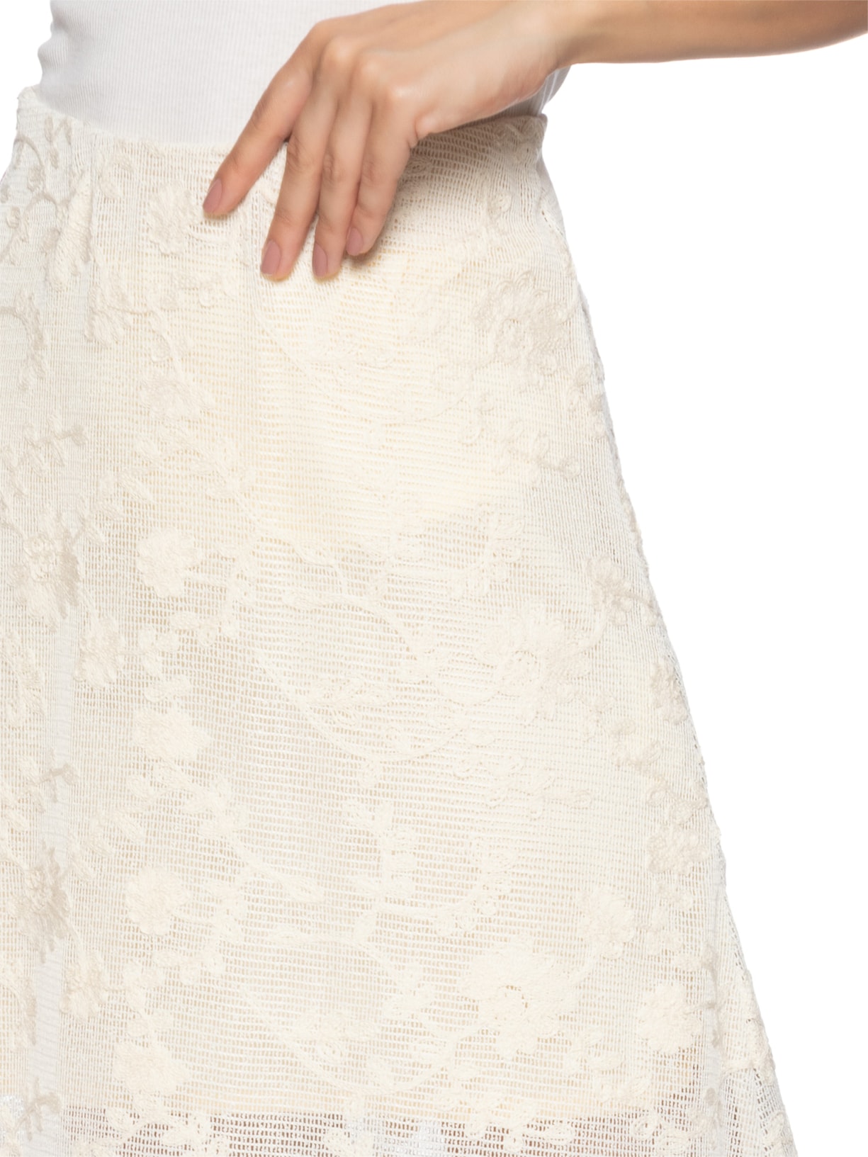 Saia Tela Bordada Off White Dress To