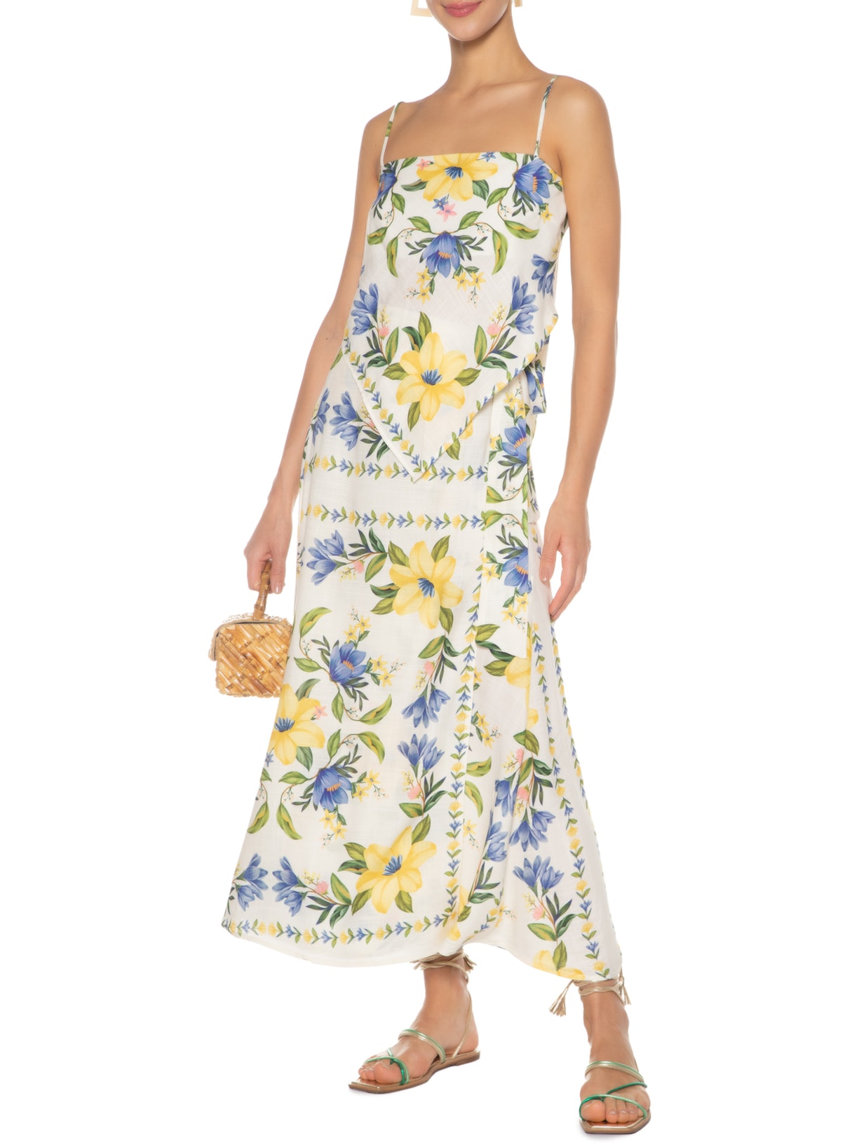 Saia Transpassada Flor Off White Farm