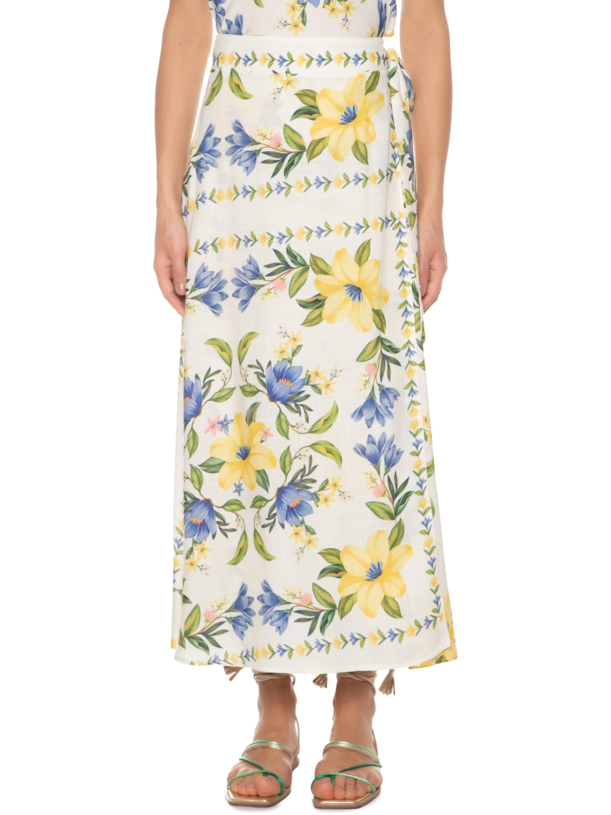 Saia Transpassada Flor Off White Farm