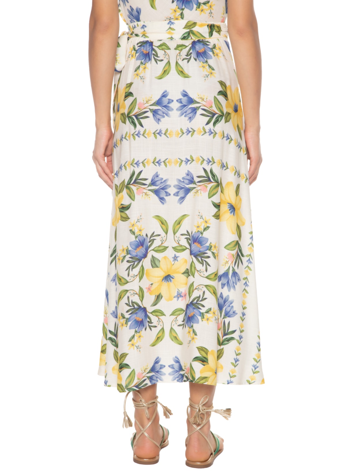 Saia Transpassada Flor Off White Farm