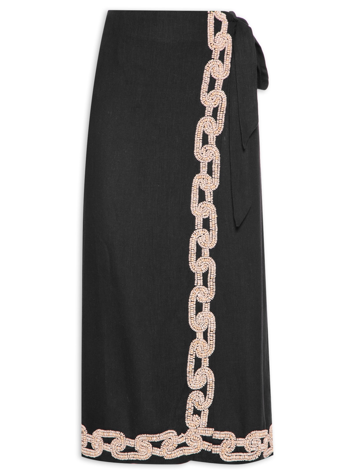 Saia Transpassada Miçanga Grande - Preto