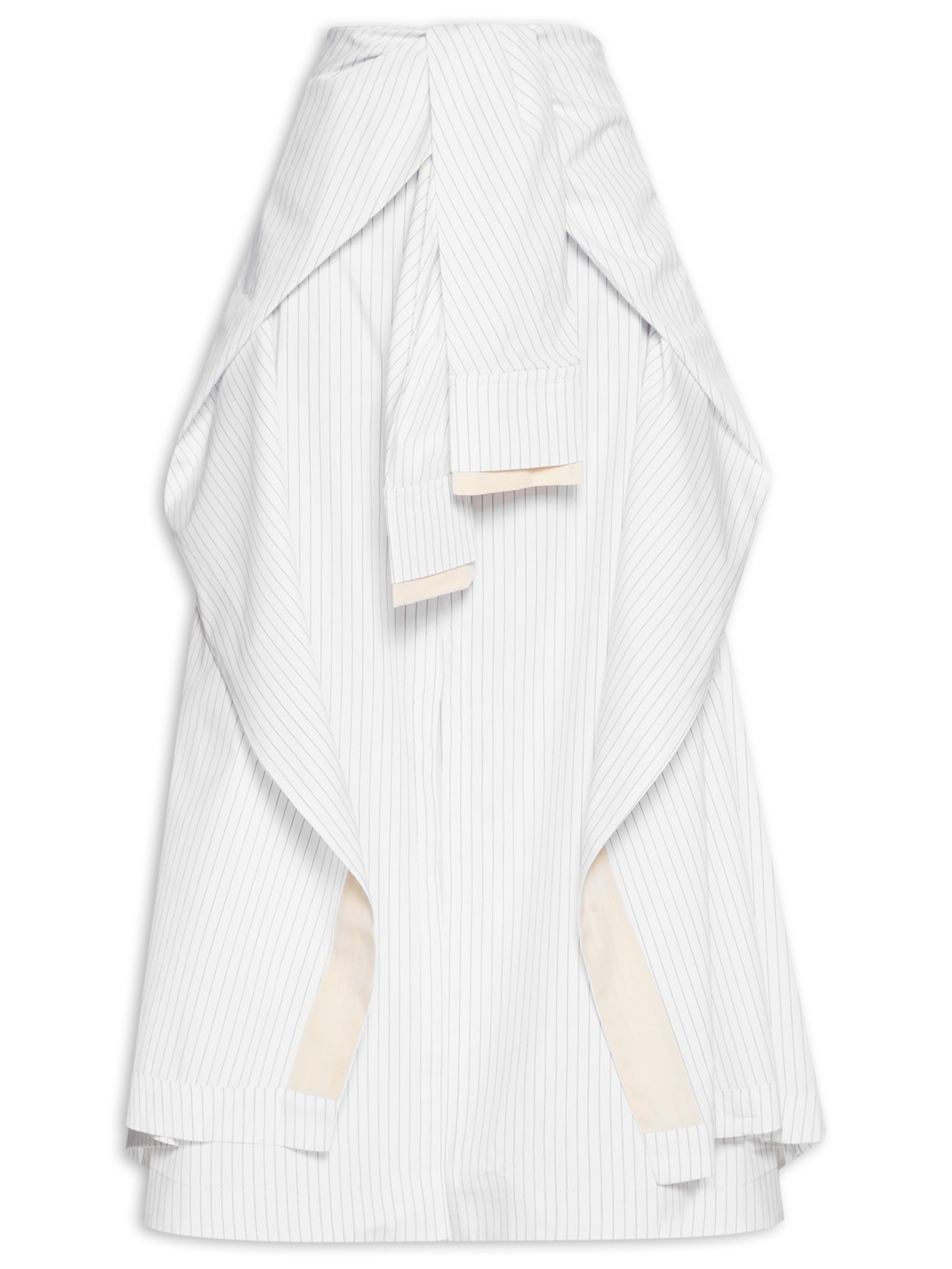 Saia Tricoline Risca De Giz Estampa - Branco