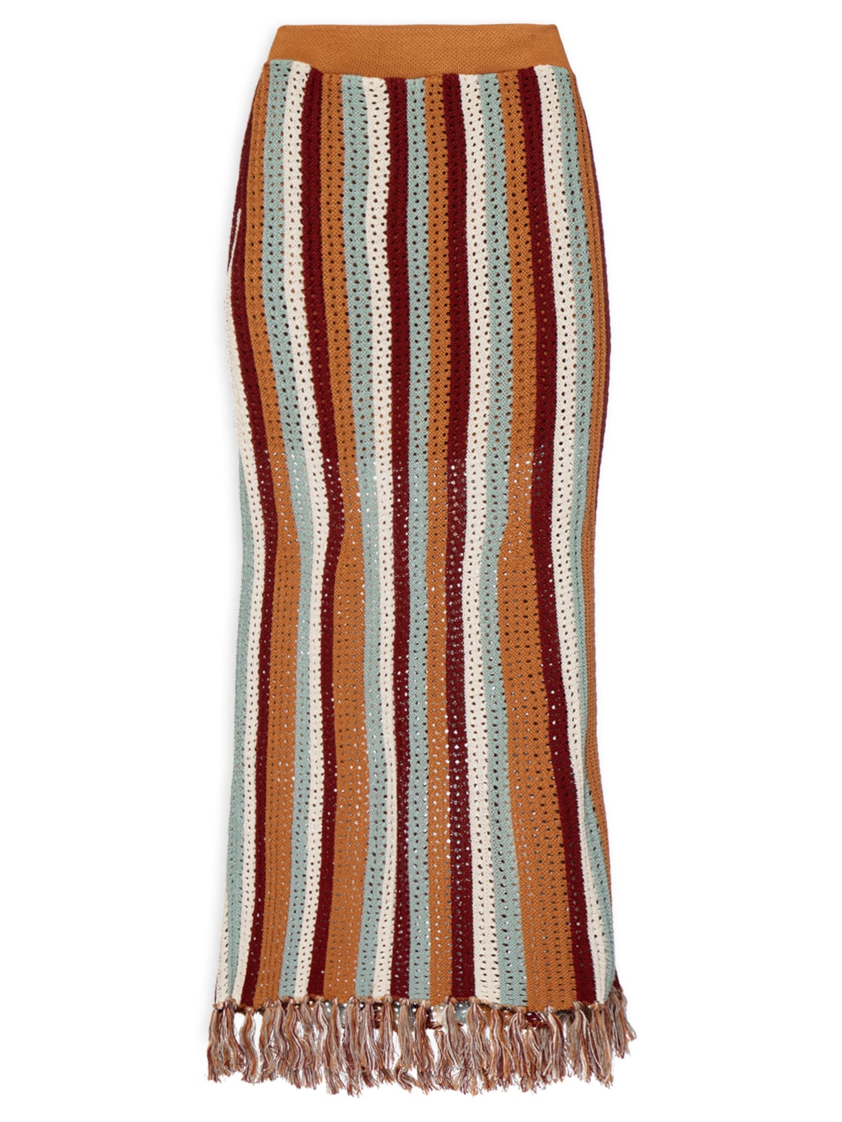 Saia Tricot Detalhe Franja Laranja Dress To
