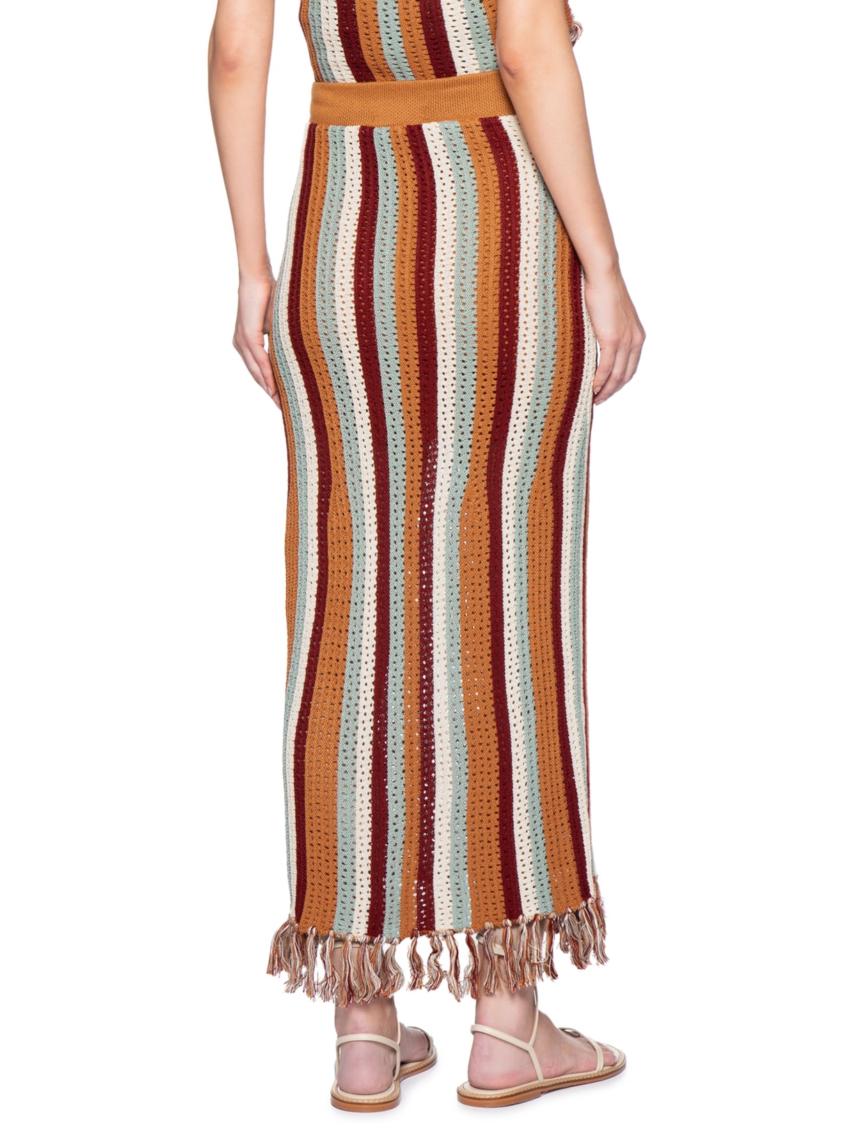 Saia Tricot Detalhe Franja Laranja Dress To