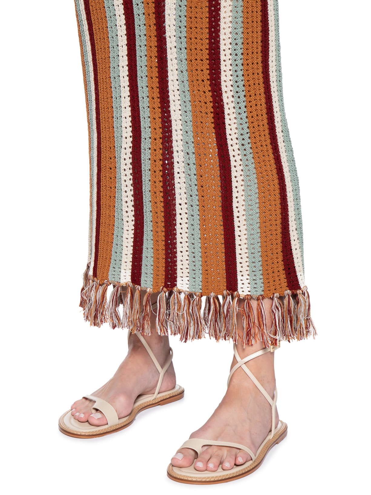 Saia Tricot Detalhe Franja Laranja Dress To