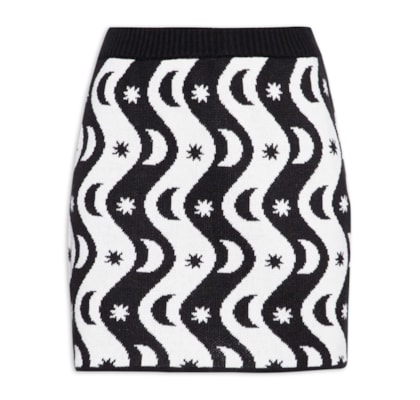 Saia Tricot Estampa Alquimia - Preto 
