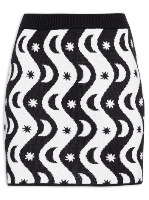 Saia Tricot Estampa Alquimia - Preto