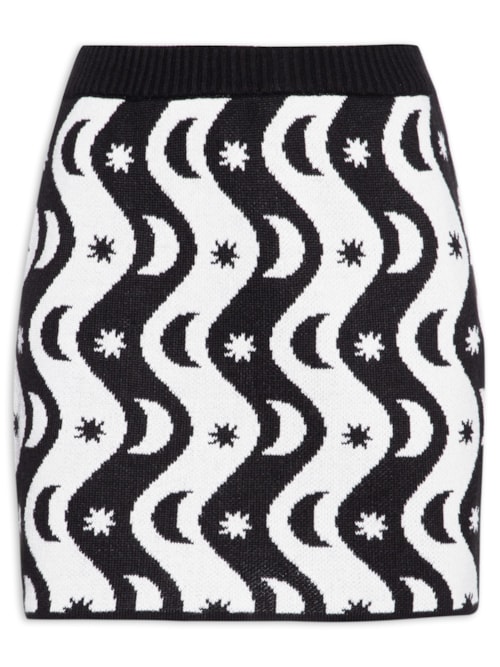 Saia Tricot Estampa Alquimia - Preto