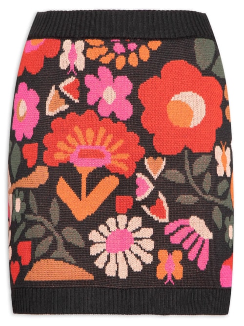 Saia Tricot Jacquard Alice - Preto