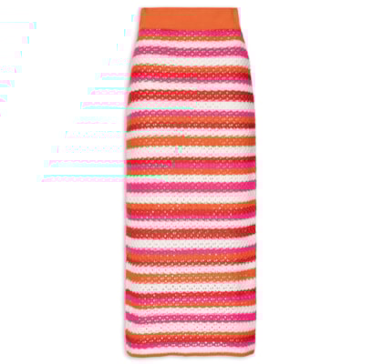 Saia Tricot Listrado - Rosa