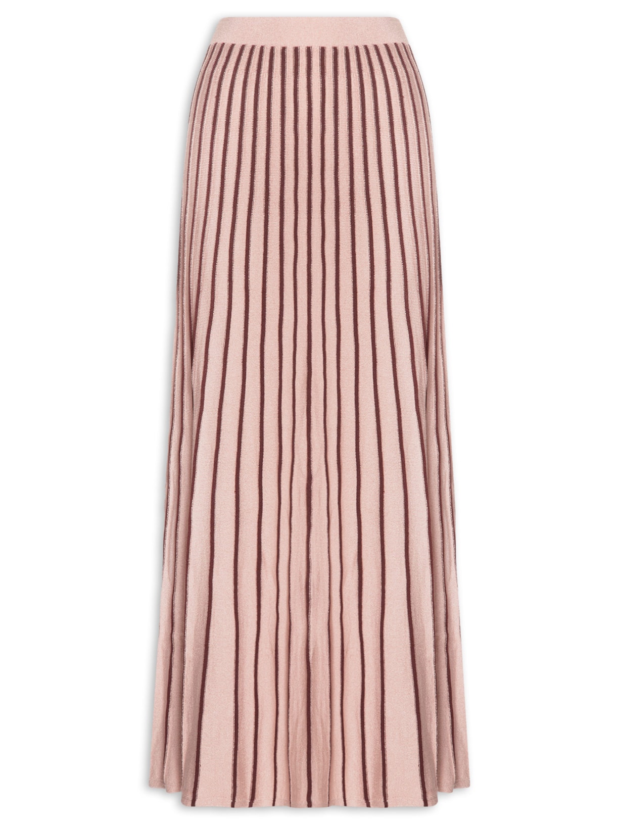 Saia Tricot Listras Floriluz Rosa Dress To