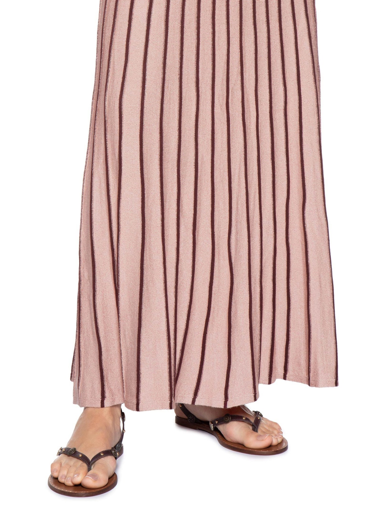 Saia Tricot Listras Floriluz Rosa Dress To