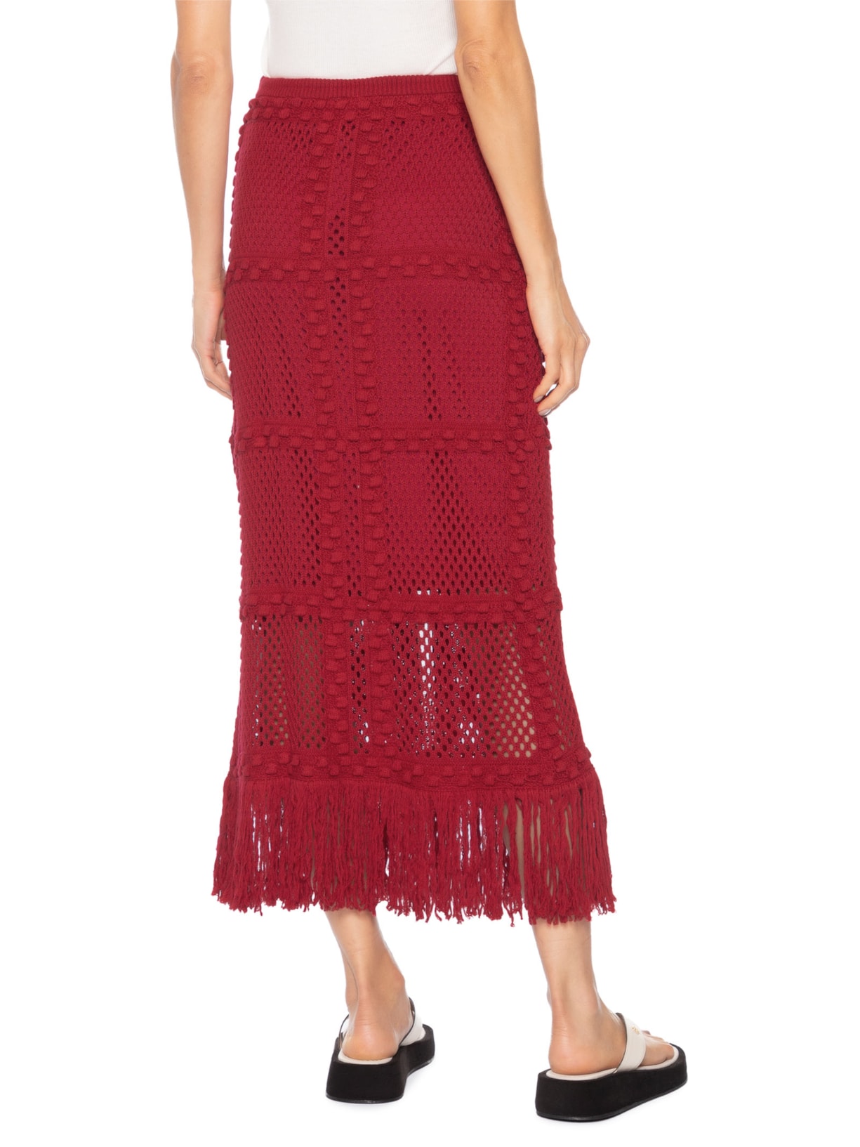 Saia Tricot Maré De Pérola Vermelho Farm
