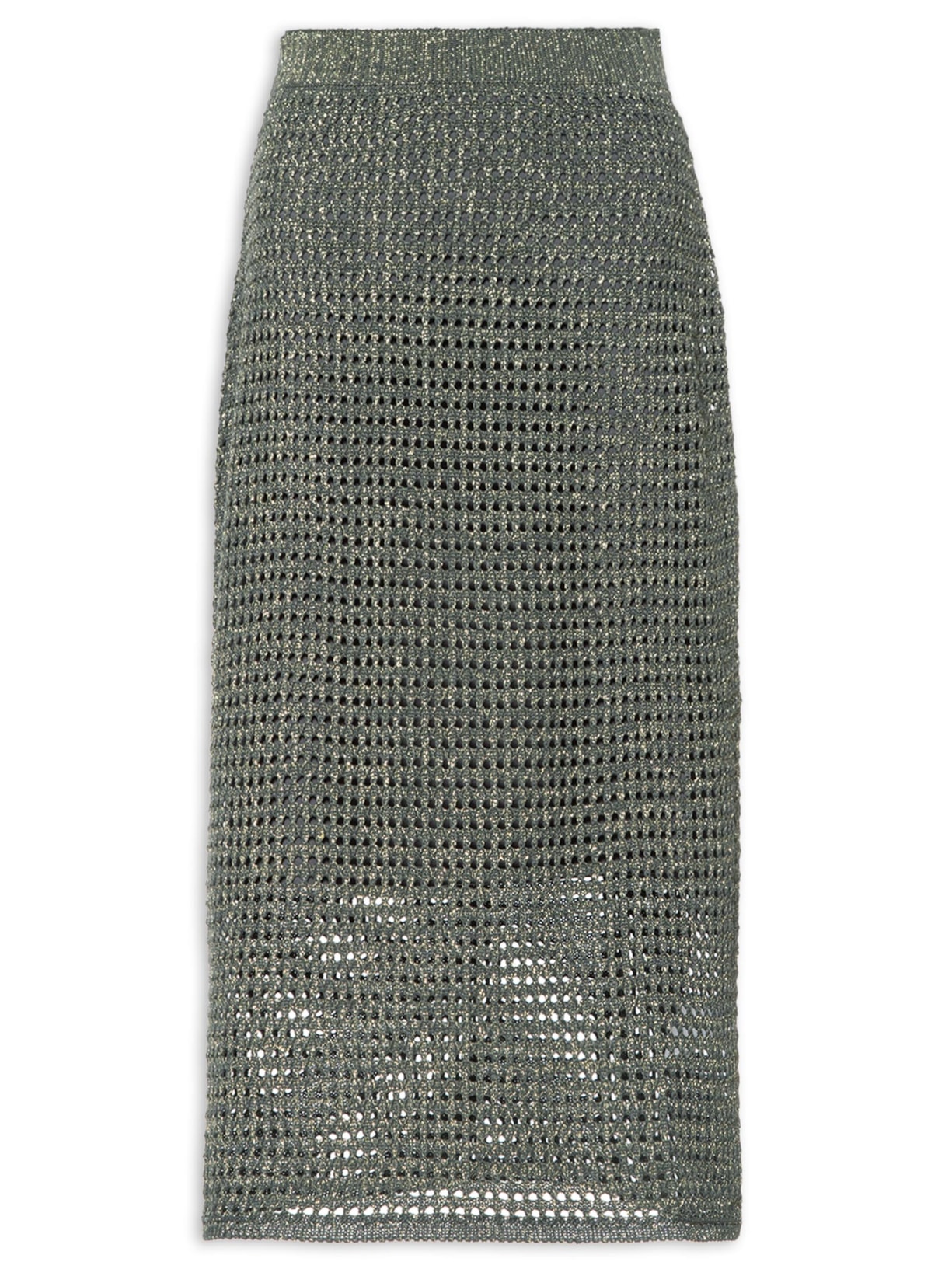 Saia Tricot Midi Ponto Telado - Verde