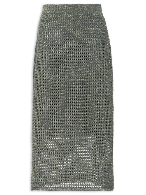Saia Tricot Midi Ponto Telado - Verde