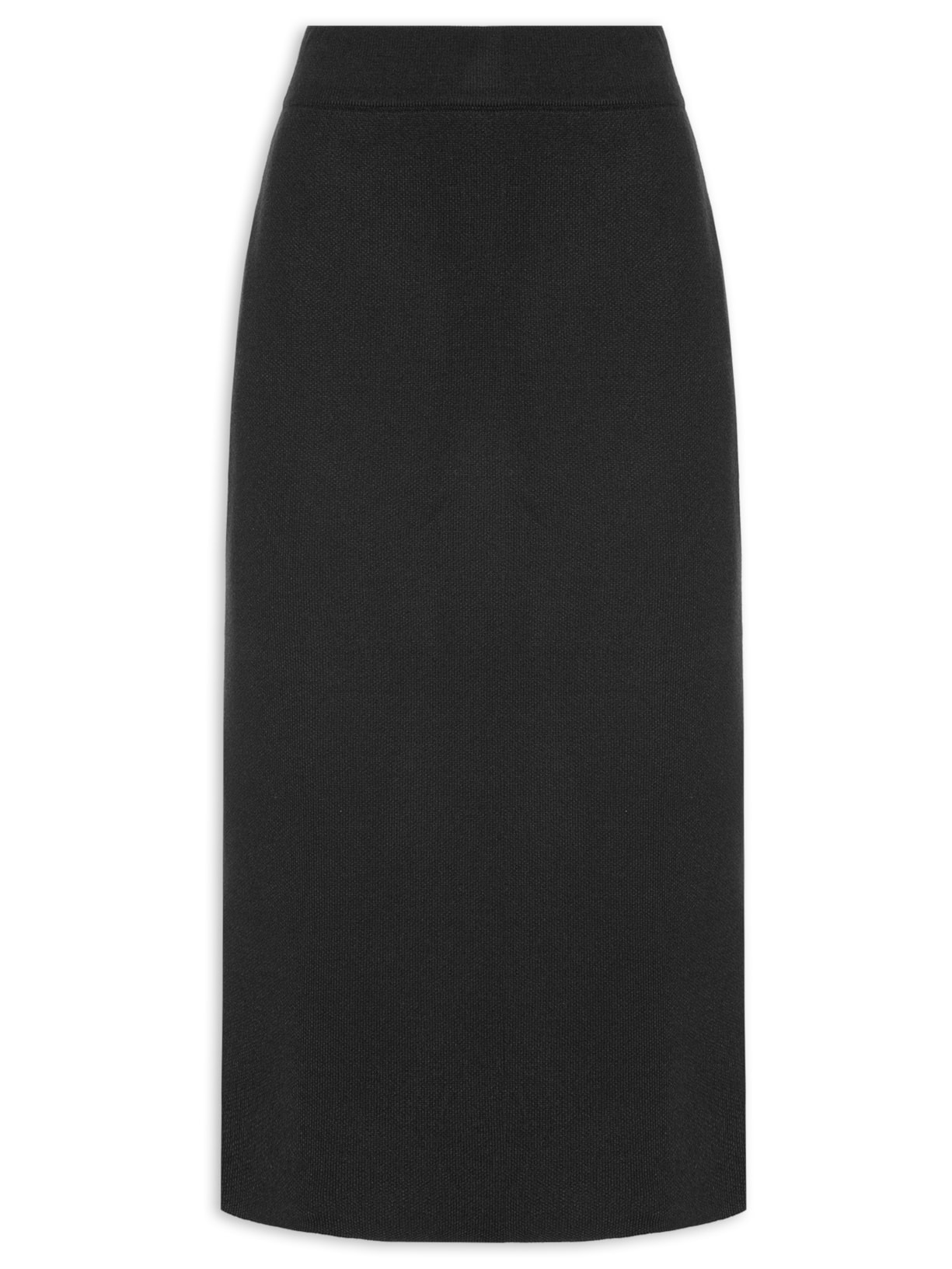 Saia Tricot Midi Reta - Preto
