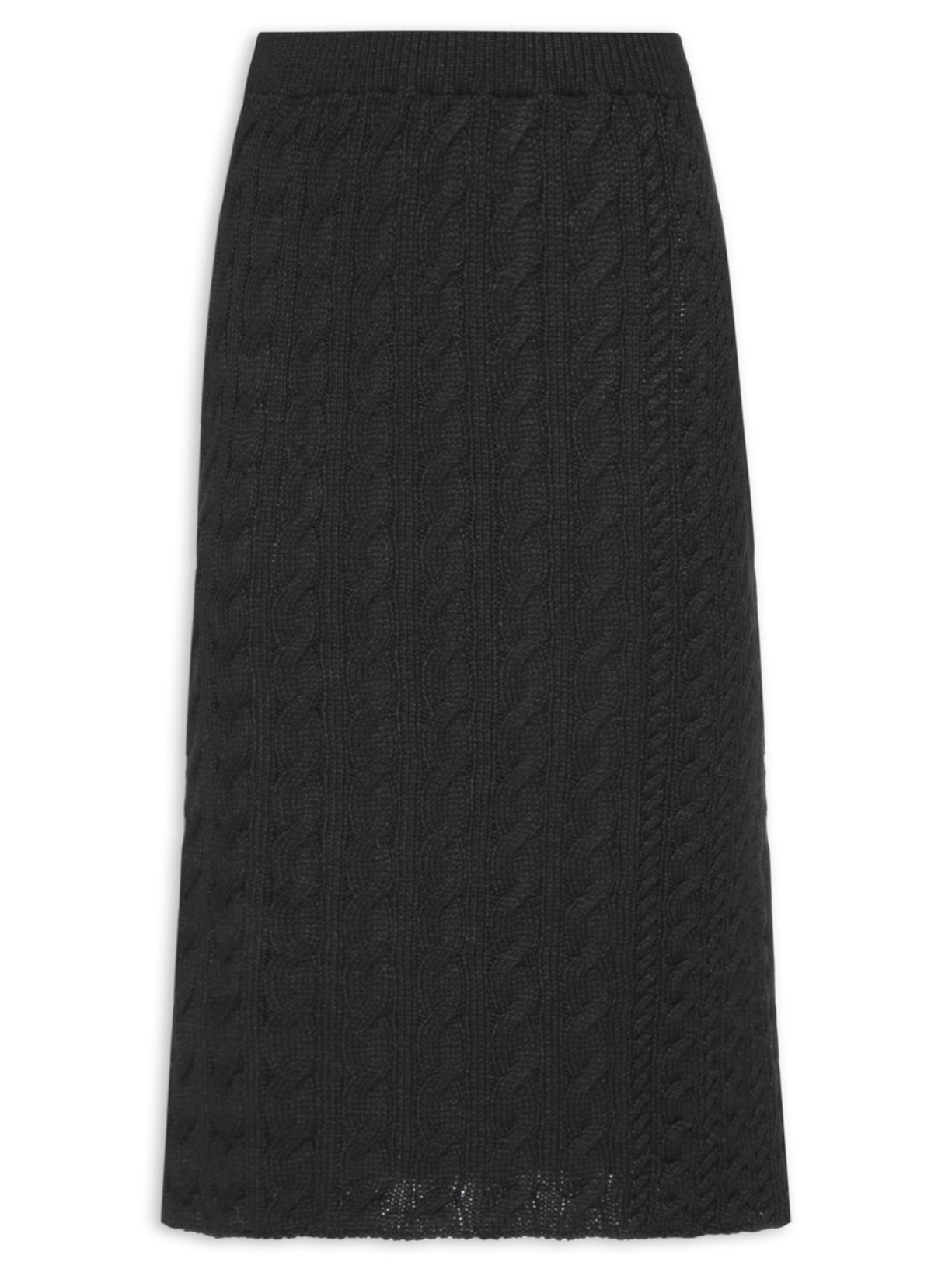 Saia Tricot Midi Texturizada - Preto