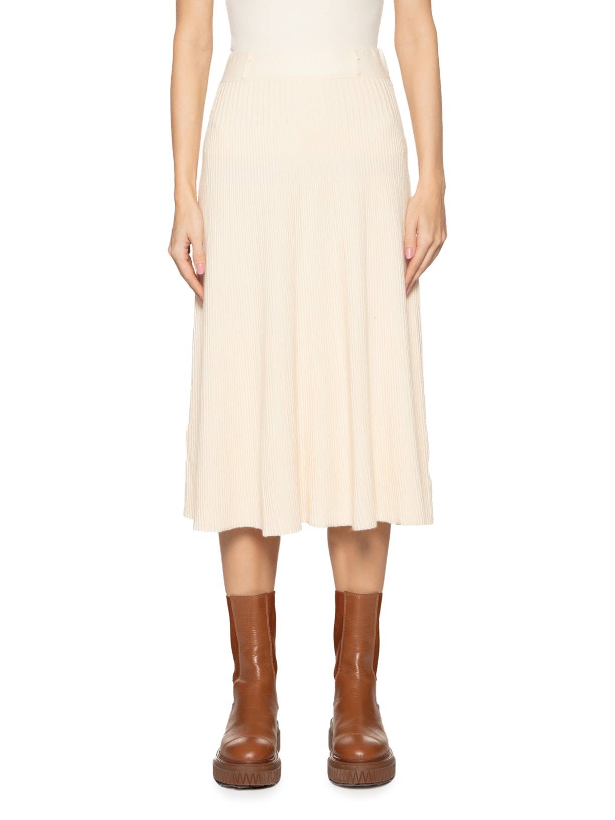 Saia Tricot Plissada Off White Basiq