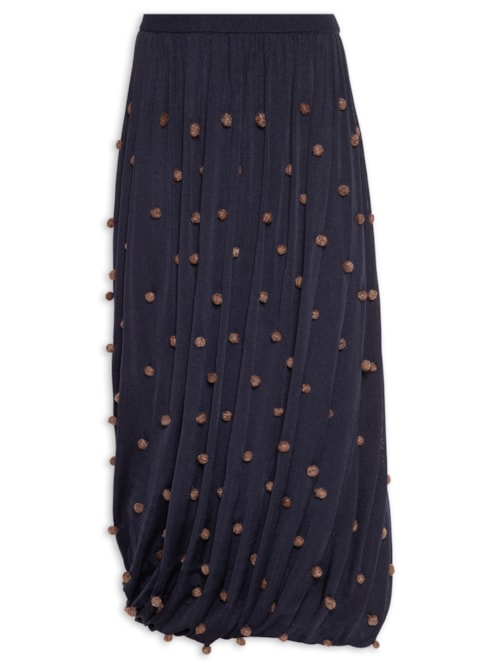 Saia Tricot Poá - Azul