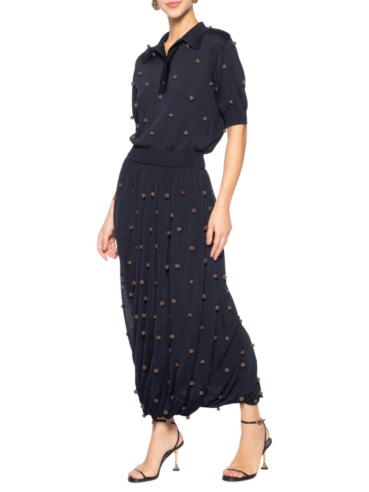Saia Tricot Poá Azul Coven