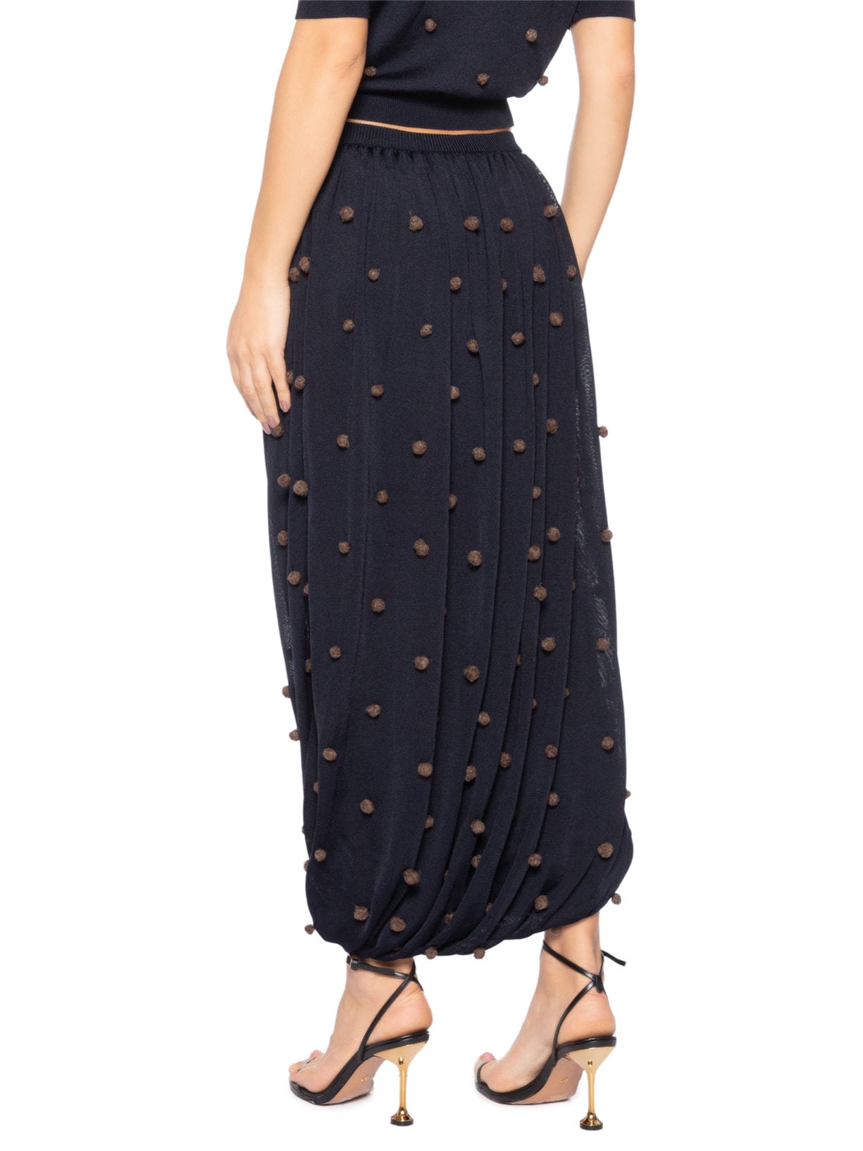 Saia Tricot Poá Azul Coven