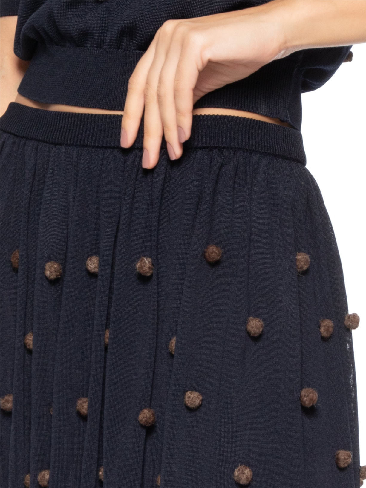 Saia Tricot Poá Azul Coven