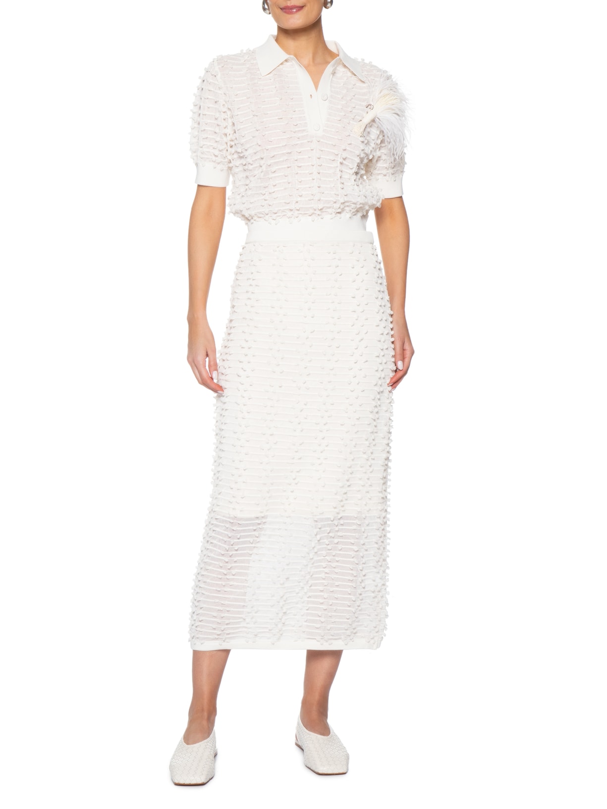 Saia Tricot Poá Branco Coven