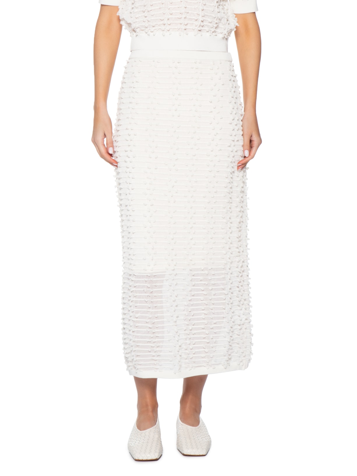 Saia Tricot Poá Branco Coven