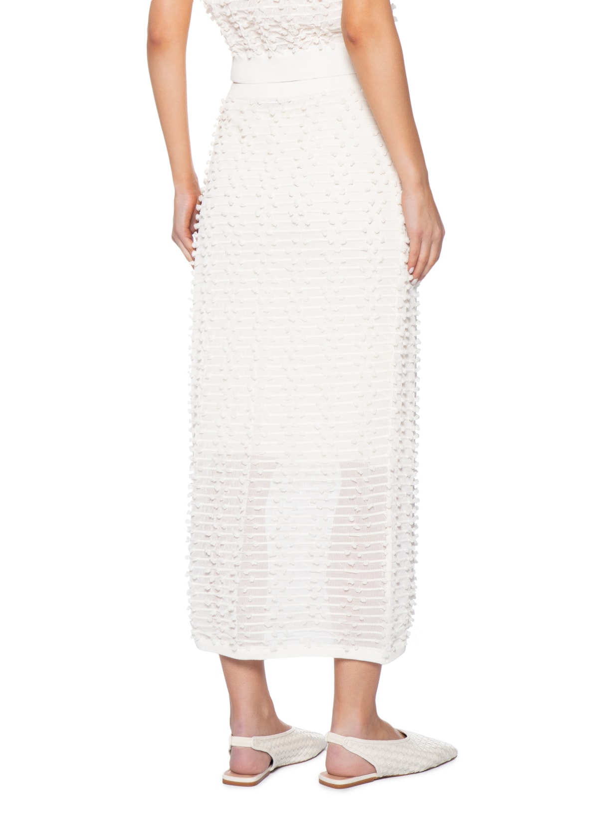 Saia Tricot Poá Branco Coven