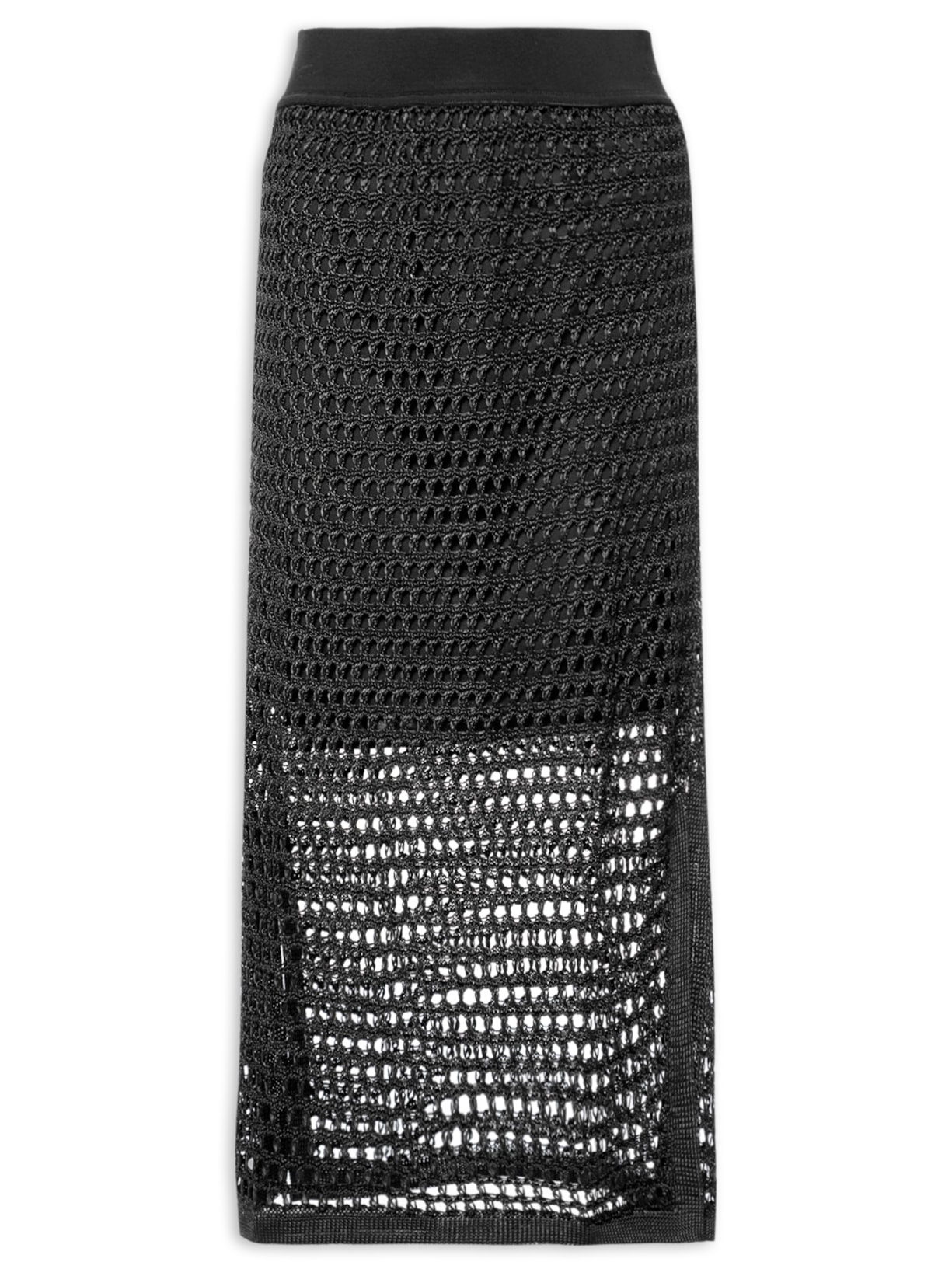 Saia Tricot Ponto Telado - Preto