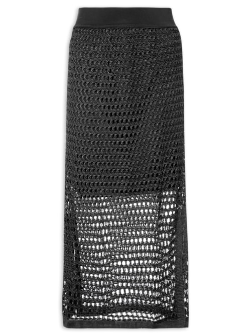 Saia Tricot Ponto Telado - Preto