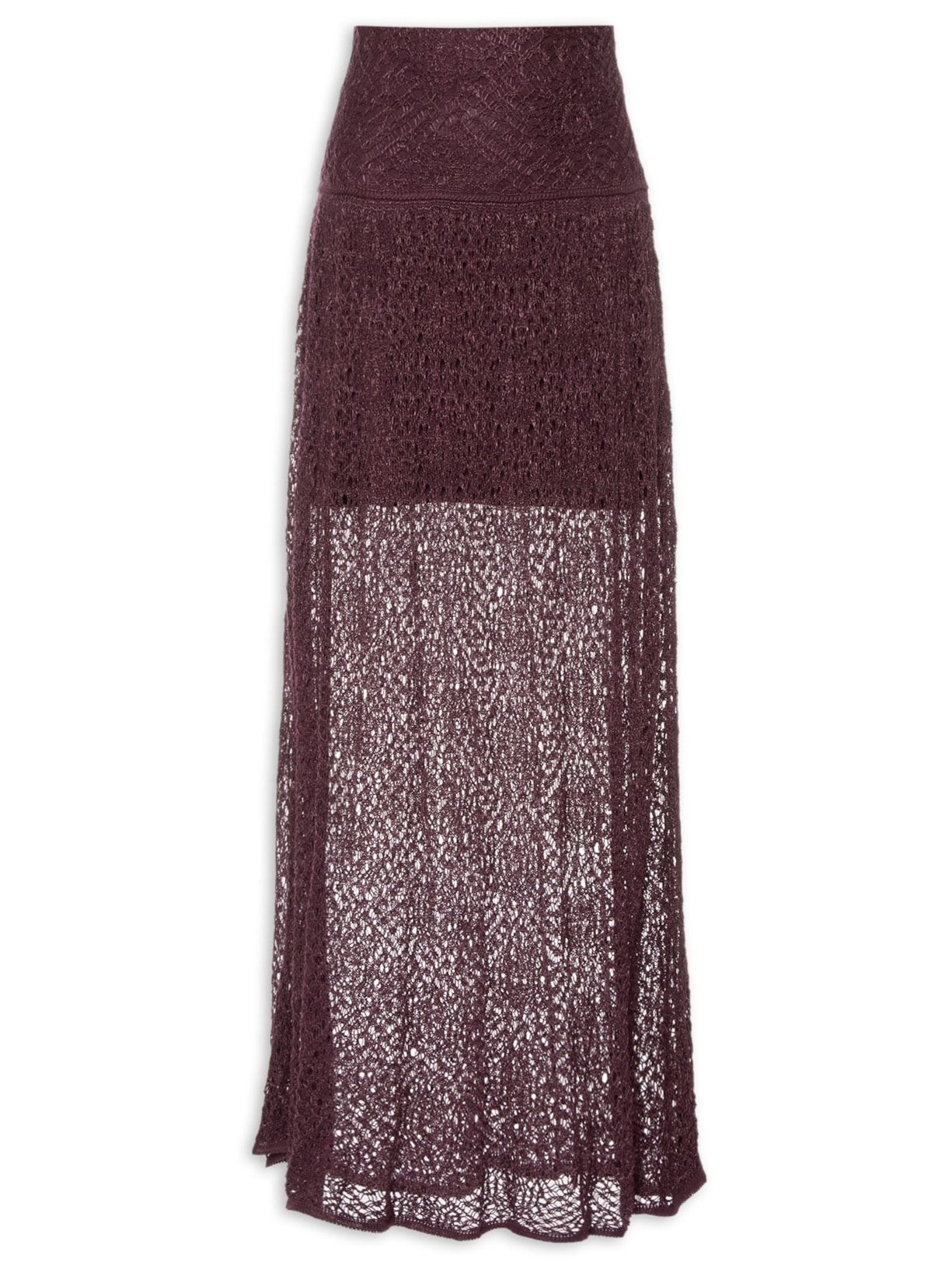 Saia Tricot Rendada Feminina – Vermelho