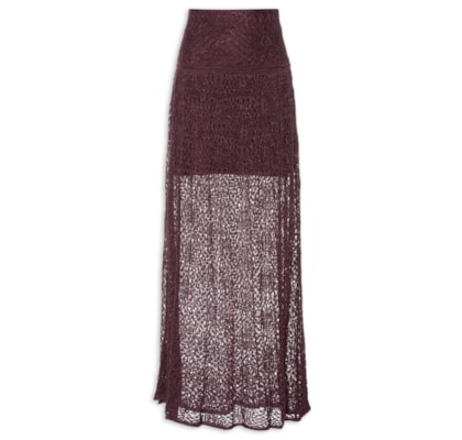 Saia Tricot Rendada Feminina – Vermelho