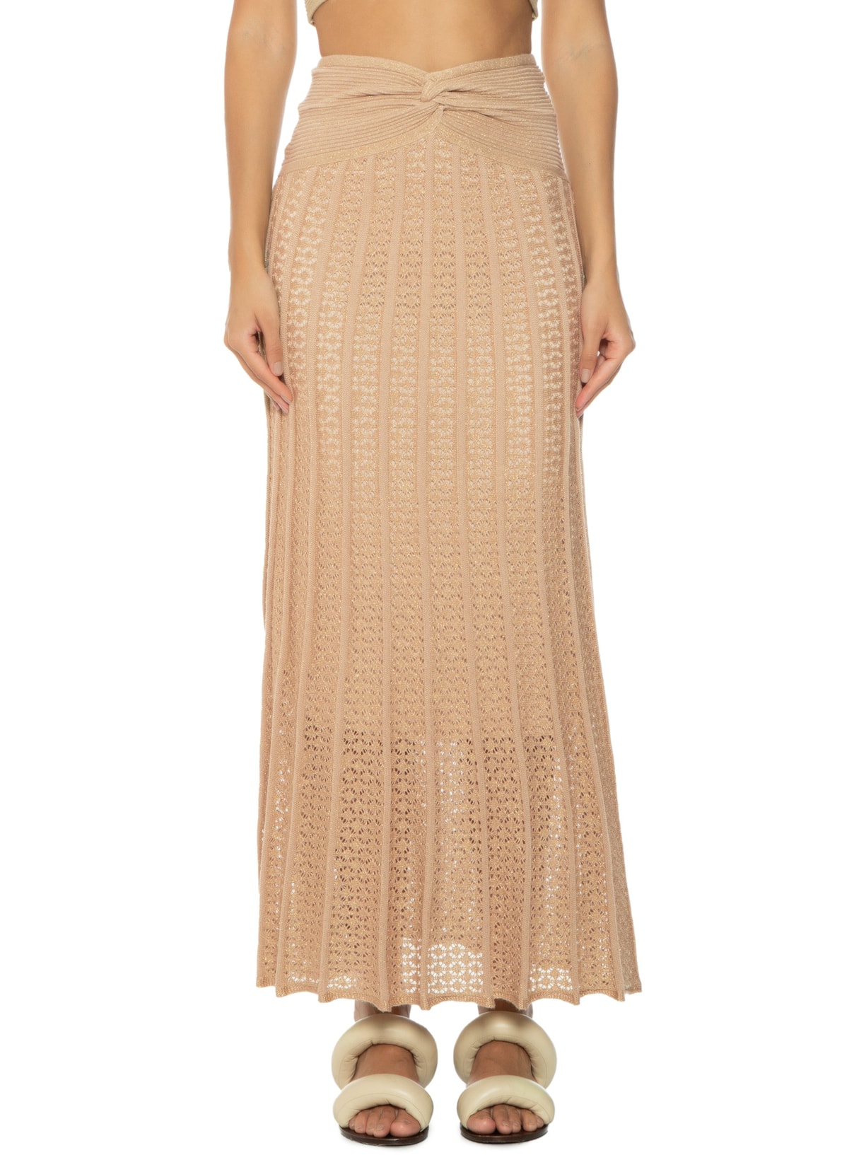 Saia Tricot Rendado Bege Dress To