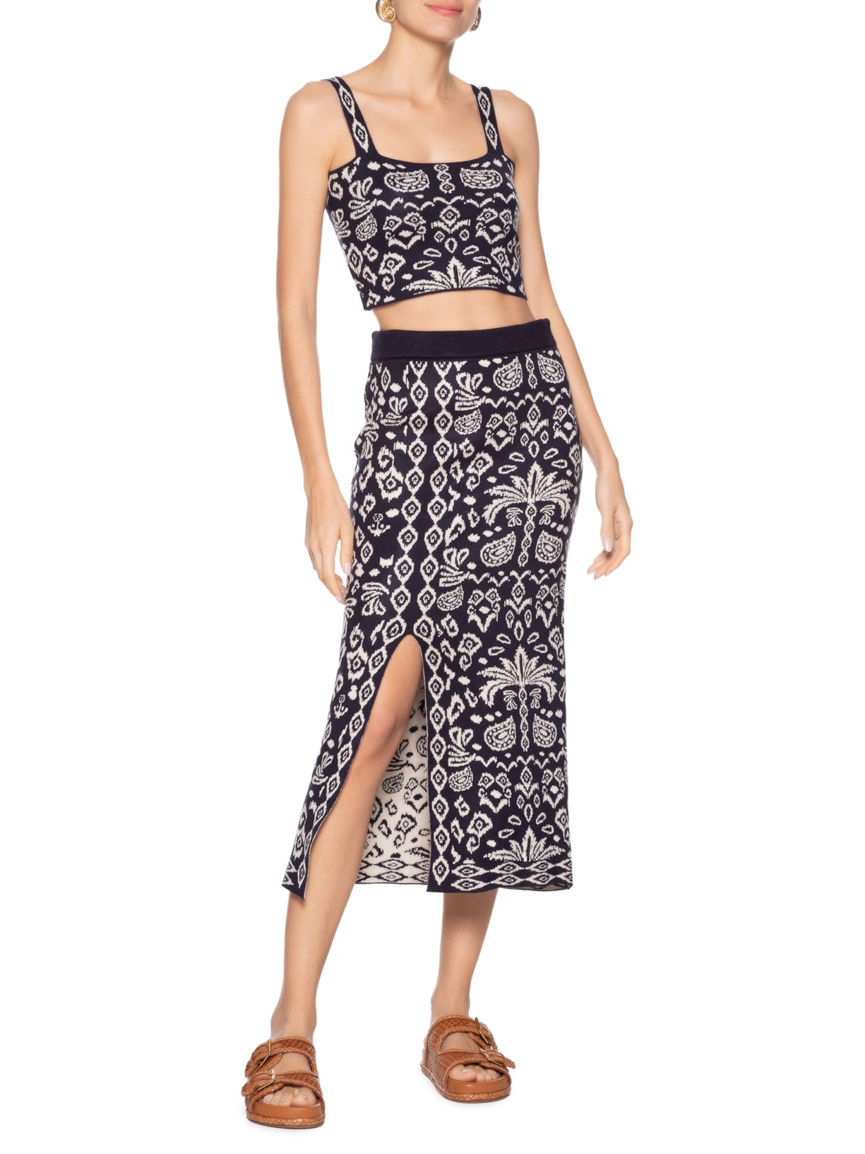 Saia Tricot Tropikat Azul Dress To