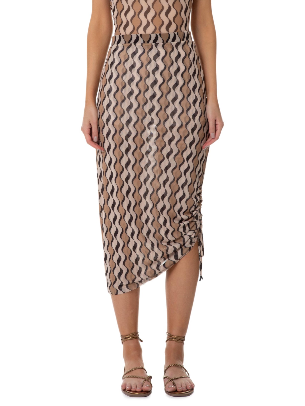 Saia Tule Estampa Areal Marrom Dress To