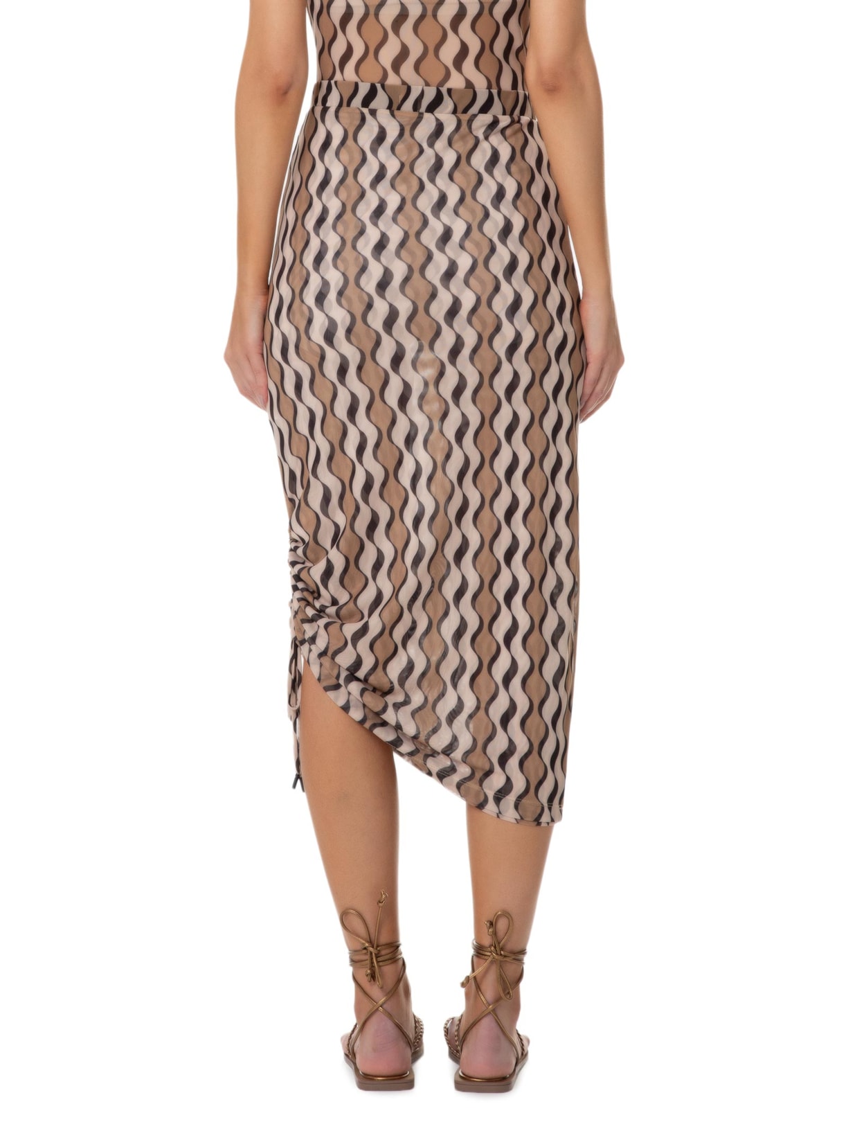 Saia Tule Estampa Areal Marrom Dress To