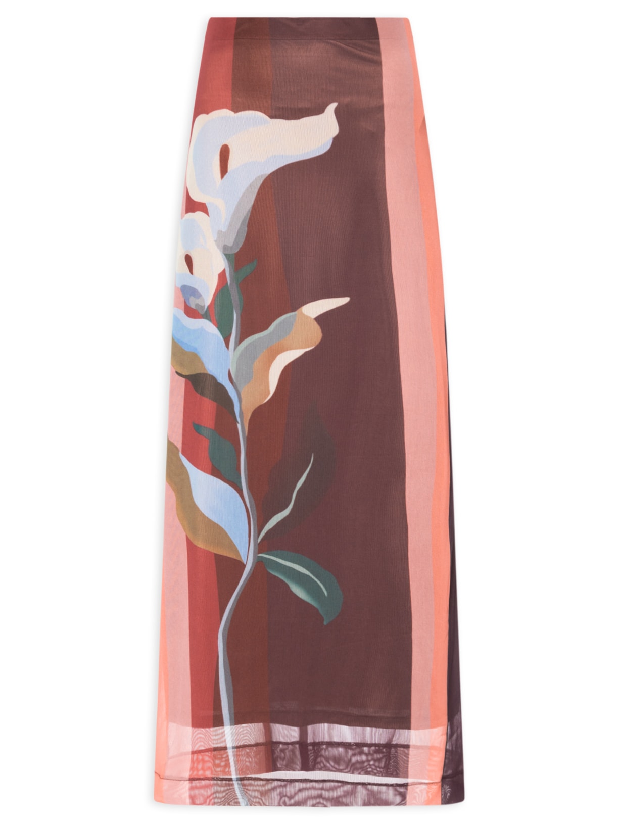 Saia Tule Estampa Brisa Floral - Marrom