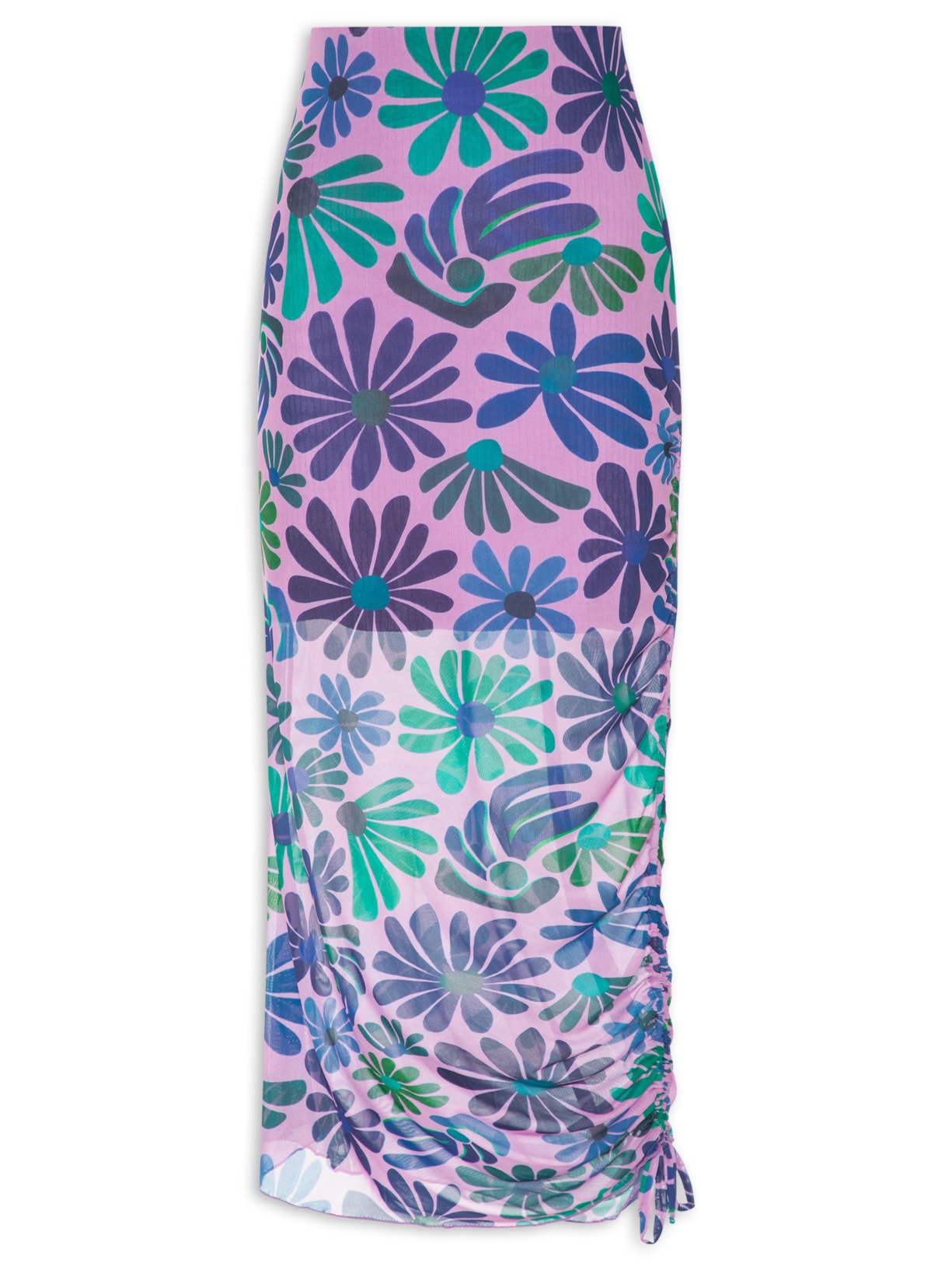 Saia Tule Estampa Feito Flor - Roxo